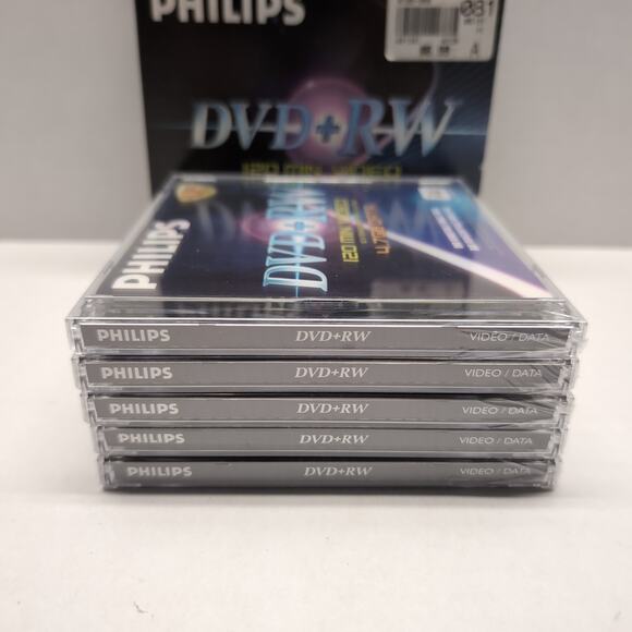 Philips DVD+RW 4.7GB 120 Minute 5 Pack Recordable Disks 1-4X Speed Sealed - Picture 6 of 12